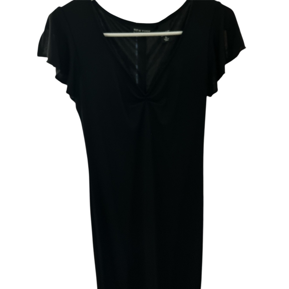 New York and Company Black Flutter Sleeve Dress PTP 16 L 38